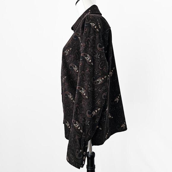 La Cabana Women's Long Sleeve Shirt XL Brown Paisley Pattern Button Up Shacket - Picture 5 of 5